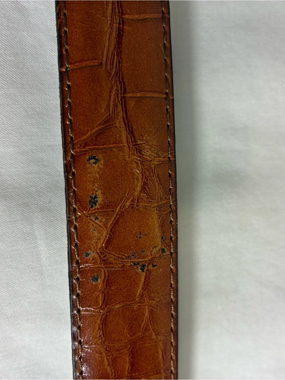 Vintage women’s belt Sz 34 full grain cowhide on split cowhide brass buckle